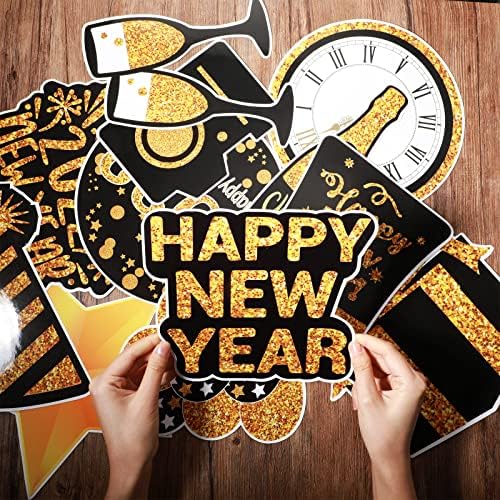 12 komada Doček Nove godine 2022 dekoracije DIY Party Essentials svjetlucavi papir izrezi ukras Sretna