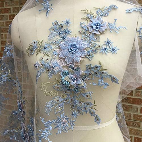 Šarene 3D cvjetne vez zakrpe za vez mladenke Šivaća tkanina Aplikacija perlica Pearl Tulle DIY vjenčanica