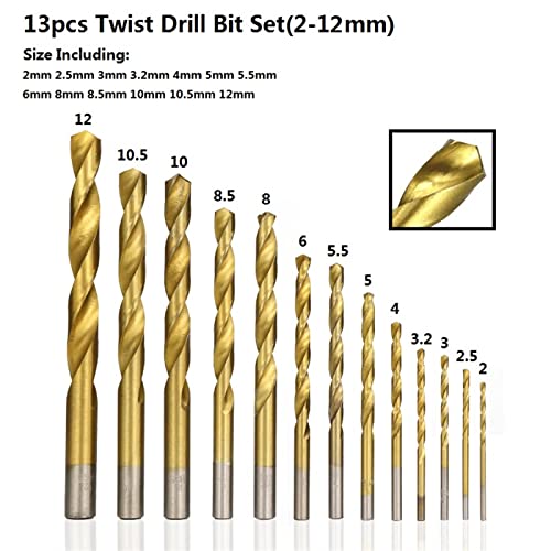 Twist burgija 1.5-12mm obložena bušilica rupa Drvo Metal burgija Set alat za obradu drveta 13kom / Set