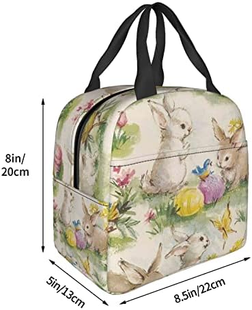 DMORJ Vintage Flower Rabbit Bunny Uskršnja kutija za ručak velika:> & gt; kapacitet torba za ručak Bento kutija za ručak za djecu žene odrasle 8.5x8x5 inča