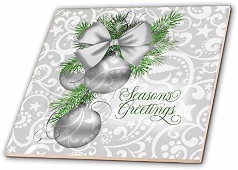 3drose srebrne boje holiday Ornaments and Swirls Seasons Greetings-Tiles