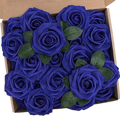 N & T Nieting Umjetno cvijeće, lažni cvjetovi ruže savršeni za DIY Wedding Bridal Bukets Centerpies Bridal Tuš zabava Početna Cvjetni aranžman ukrasi, 25pcs, prašnjava plava