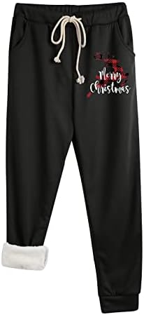 Obložene tajice za žene zimske božićne tople debele dukseve hlače xmas stablo grafičke plus veličine termičke hlače žene
