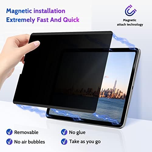 Peslv Magnetic Privacy Screen Protector za iPad Air 5th 4th generacija & iPad Pro 11, uklonjivi privatni Filter protiv plavog svjetla odsjaja, visoko osjetljivi Crni sigurnosni ekran bez mjehurića