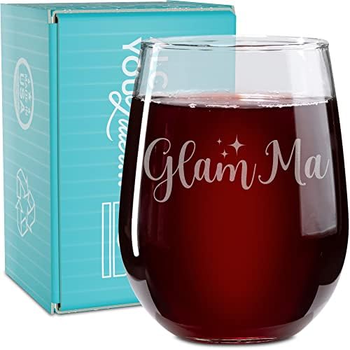 Na Rox pića vino pokloni za baku - 17 Oz Glam Ma ugravirano staklo za vino bez stabljika-jedinstveni