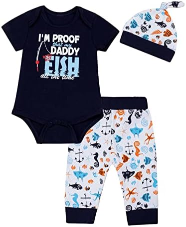 Auggle 3kom Baby Boys' tata novi ribolov Buddy Outfit Set kratkih rukava bodi