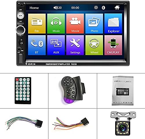 Podofo Double Din Car Stereo sa Bluetooth-om, 7 inčni automat za automatsku radio mp5 MP5 Player podržava FM radio / AUX / ogledala / upravljač kotača + sigurnosna kopija kamera