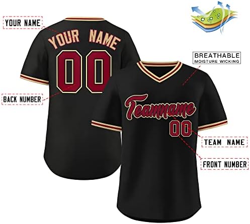 Prilagođeni muškarci Žene Omladinski bejzbol dres Šiveti Ime Broj Klasični V-izrez Baseball Active majica