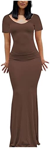 Ženske Casual ljetne haljine 2023 kratki rukav seksi čvrste dugačke Casual tanke haljine za kućne haljine