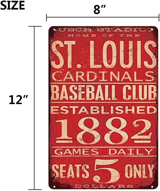 Vintage Metal tin znak St. Louis Cardinals Card Metal Decor Art Bejzbol prodavnica zidni Poster za dom Kuhinja Bar Pub Club kafić Decor 8x12 Inch