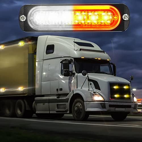 MUALIK 6kom Ultra tanka 6-LED trepćuća Stroboskopa za vozilo kamiona, funkcija sinhronizacije, bijelo jantarno led stroboskopsko svjetlo