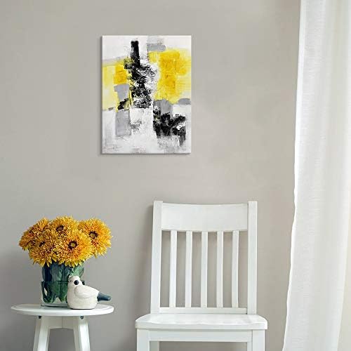 7Fisionart žute i sive slike apstraktna zidna Umjetnost kupatilo zidni dekor Siva Crna platna slikarstvo moderno uokvireno umjetničko djelo za dnevni boravak trpezarija spavaća soba kuhinja ured dekoracije 12x16