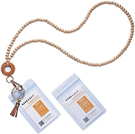 Lparkin drvena perlica sa perlama sa ID držačem značke držač privjeska za žene kancelarijski