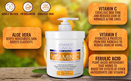 Advanced Clinicals Retinol krema za tijelo + Vitamin C losion za hidratantnu kremu Set za njegu