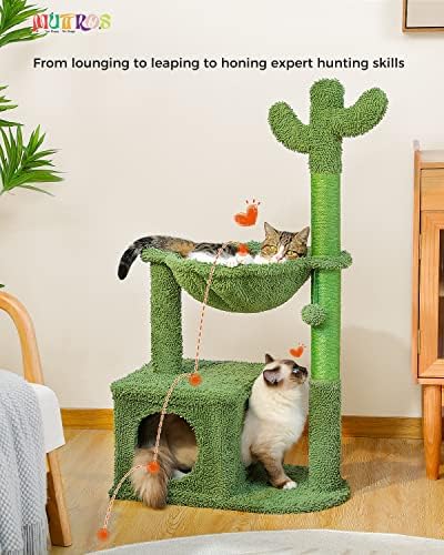 MUTTROS 56.3 Cat Tree for Large Cats Bundle 40 Cactus Cat Tree with Metal Plush Big Carpet viseća