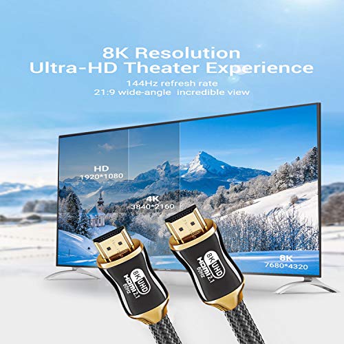 Niubb 8K HDMI kabel 30 Ft, 2.1 HDMI kabel 30 stopa podržava 48Gbps 8k @ 60Hz, 4k @ 120Hz HDR, 3D, Dolby Vision, Dolby atmos kompatibilan sa svim televizorima, Xbox, PS5, PS4