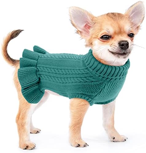 Alagirls Classic pleteni odjeća Debeli džemper za pse, prozračna srednja haljina za pse, doggie mače djevojka dječak ružni božićni džemper, peacockgreen m