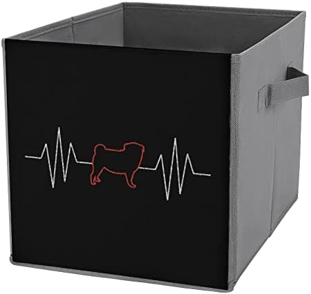 Dog srca je kucao PU kožnim uvlačinim za skladištenje Canvas Cube Organizator korpe s ručkama