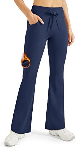 G4Free Ženske ručke obložene bootcut joga gamaše hlače sa džepovima Flarne zimske hlače Termalno toplo visokog struka