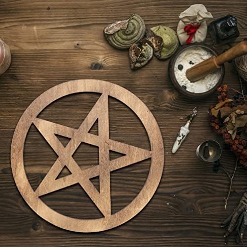 Zerodeko Home Decor 2pcs drveni Pentagram oltar Tile sa Star uzorak Cup Coaster zid visi Art Witchcraft