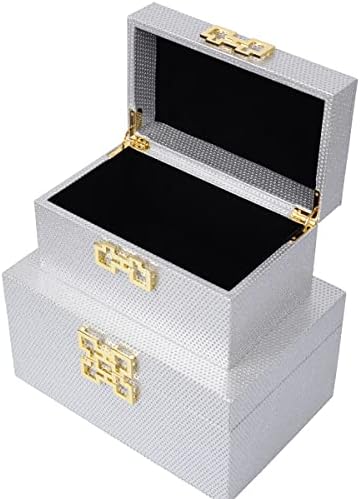 Xigexige Silver Glitter Dekorativna kutija Kožne ukrasne kutije za odlaganje sa poklopcima