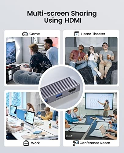 ORICO USB 3.2 HUB, USB C do HDMI Adapter za Laptop, 5-u-1 Multiport Adapter sa 2 USB3.2 10Gbps portom, HDMI 2.0 4K@60Hz, Pd100w punjenje, USB2.0 za MacBook i više-EHF-3U1CH
