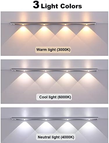Hzxinwang LED svjetlo za ormar sa senzorom pokreta, zid na šalteru, bežična USB punjiva kuhinjska noć,