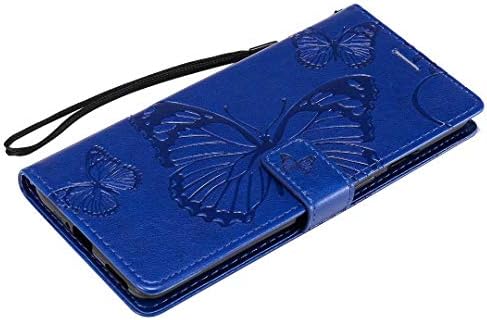 Futrola za novčanik Flipbird kompatibilna sa Oppo Reno4 Pro 4G kožnom preklopnom folijom, držačem postolja,držačem kredita za kartice,trakom za zapešće,futrolom za telefon sa leptir reljefom za Oppo Reno4 Pro 4G plava