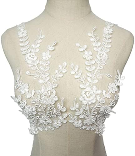 Geltdn 2pcs bijelo cvijeće listova grana za rezanje mrežaste tkanine vjenčane aplikacije za šivanje čipkasti vezom za haljinu DIY ukras