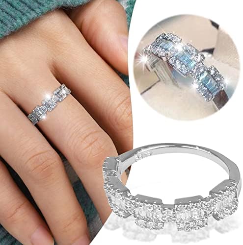 2023 Novi srebrni vjenčani prstenovi za žene Srebrni lančani šuplji prsten za rinestone geometrijske oblike rinestone prsten srebrne linije namotavajuće prsten minimalistički poklon zvona za svoje trendi akrilne prstenove