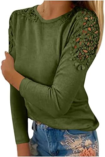 Ženske čipke šuplje vrhovi hladne ramene košulje s dugim rukavima Crewneck casual labav pulover
