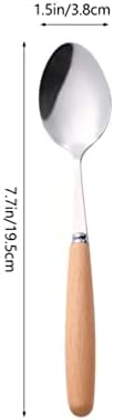 Hemoton Set posuđa od nerđajućeg čelika 3kom hrana za posuđe od nerđajućeg čelika koja služi za jelo kašika za kuvanje viljuška japanski stolni Pribor drvena ručka štapići za jelo za kućni restoran piknik metalni štapići za jelo
