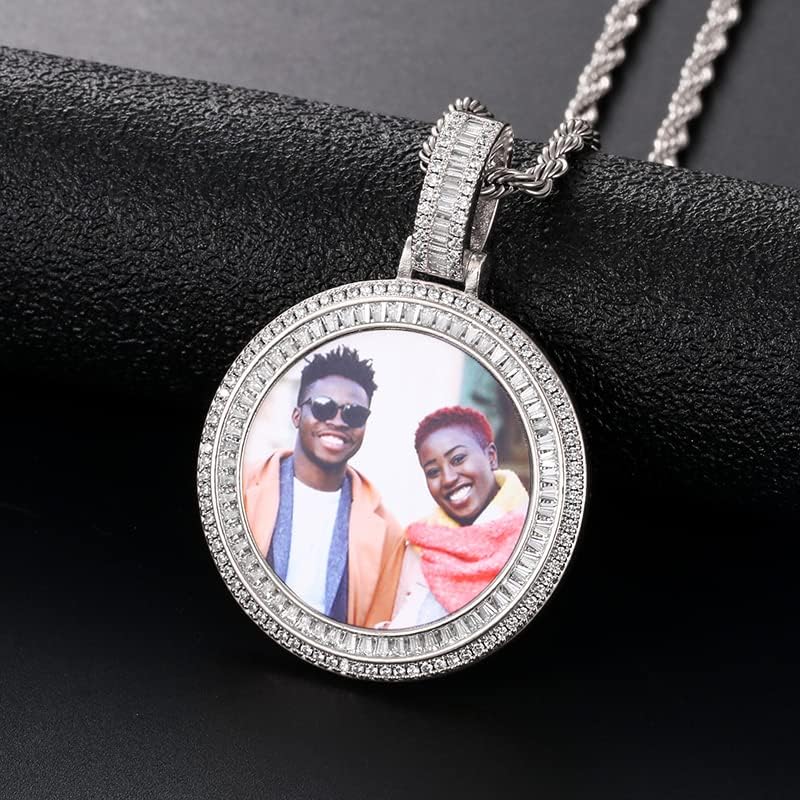 LONGLITER prilagođena ogrlica privjesak okrugli Foto medaljoni ogrlica muški Hip Hop nakit personalizirani Prilagođeni