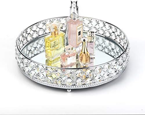 Feyarl Crystal Cosmetic Tacna za toaletne potrepštine parfemska šminka dekorativna ladica s anti-ogrebotinama pravo stakleno ogledalo površina za nakit Organizator za sitnice komoda za njegu kože