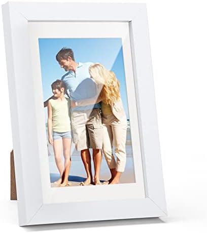 TWING 4x6 okvir za slike bijeli prikazuje okvir za fotografije 3x5 sa prostirkom ili 4x6 inča bez prostirke, od pleksiglasa, MDF drveta, displeja na stolu i zidne montaže, idealan poklon porodici i prijateljima