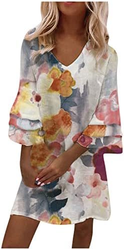 Ležerne haljine za žene, 2023. ženski proljetni modni temperament Elegantni svježi ispisani ruffle v izrez