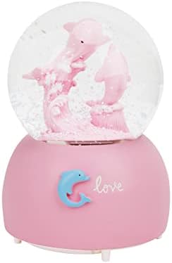 HKSICHENGKEJI 3D Crystal Ball Dolphin lampica Muzička kutija Rotirajuća sjaja Svjetla Djevojka Dekoracija Dječji rođendan Poklon Djevojku poklon Božićno kristalno lopta