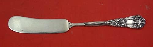 New Art by Durgin Sterling Silver Butter Spreader flat handle w / irises 5 1/4