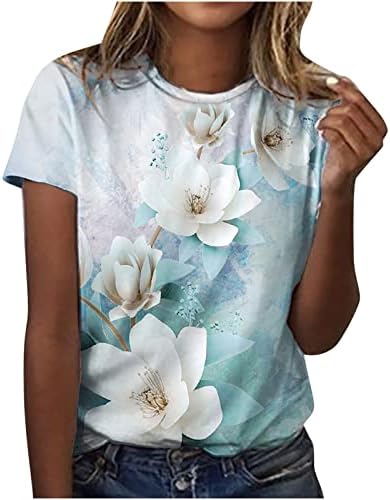 Dame Casual Tshirt kratki rukav pamuk posada vrat brod vrat grafički Print cvjetna bluza T Shirt Teen Djevojke VR