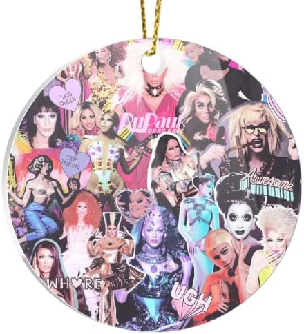 Generički ukras za jelku RuPauls akril Drag Home Race X-mas Collage Circle Decor za praznike, ukrase i