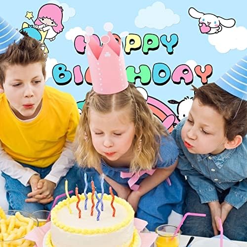 Hello Kitty, Kuromi, Cinnamoroll potrepštine za rođendanske zabave, pozadina za Sretan rođendan