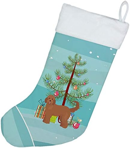 Caroline's bysures CK3839CS Tan Goldendoodle Božićno drvce Božićne čarape, Kamin Viseći čarape Božićna sezona Dekor Party Decor Obiteljski odmor,