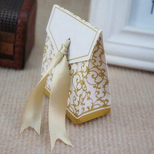 OYALMA 50PCS kutija za vjenčanost sa zlatom / klizačem vrpce kolačića Candy torbe Kraft papir kutija