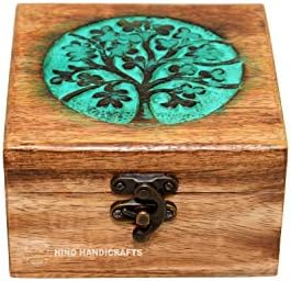 Antikne ručno rađena drvena drvena stabla gravirajućih nakita za ugraviranje nakita za žene-muškarci Jewel | Akcenti za uređenje doma | Dekorativne kutije | Skladištenje i organizator
