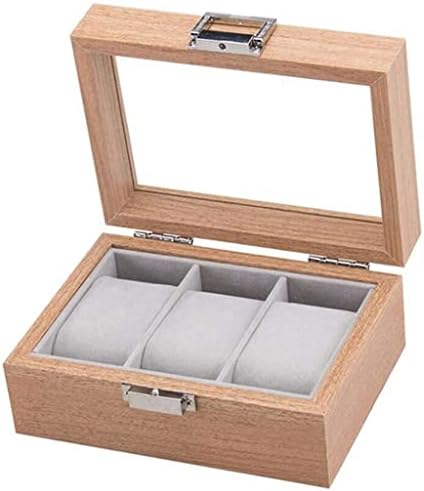 Lhllhl 3 Slot Drvena kutija za prikaz satova i zaključana kutija za odlaganje za muškarce i žene