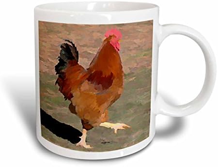3drose mug_49838_1 Big Red - Rooster - Farm Animal Art keramička šolja, 11 oz, višebojna