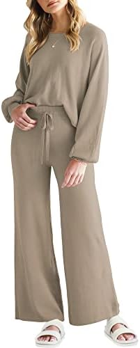 Anrabess ženska odjeća za dvije komade dugačko dugačko rukav za rukav sa stražnjicom sa širokim