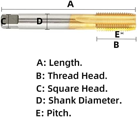 Aceteel Metric M34 x 2,0 HSS TI-obložena navoja za flautu, M34 x 2,0 mm Titanijumski navojni