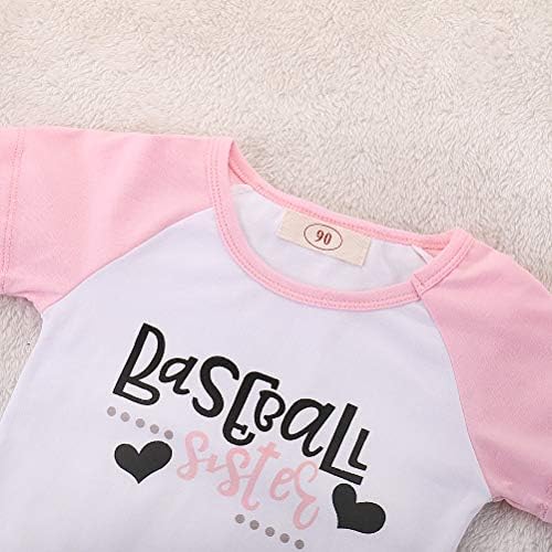 TODDLER Baby Girl Outfits Odjeća za bejzbol sestru Ispis majica kratkih rukava + tassel cvjetni