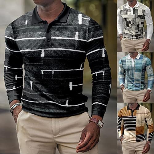 Muški 3D tiskani pulover Trendy Stripe dolje majice Casual Slim Fit Blok blok dugih rukava, majica majica